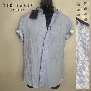 Ted Baker Stretch Short Sleeve Button Down Ted size 2 Small 36" chest New
